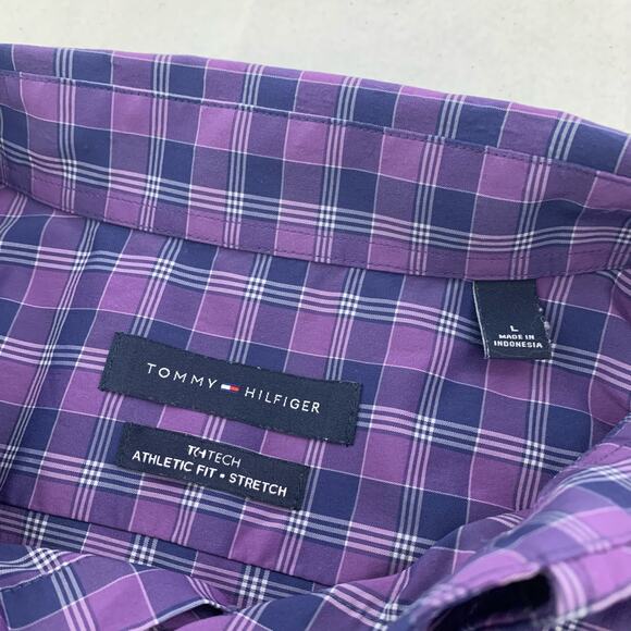Tommy Hilfiger Purple Plaid Men’s Button Down Shirt Size L - Picture 6 of 8